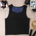 Front view of men’s slim fit sweat shaper tank top in neoprene