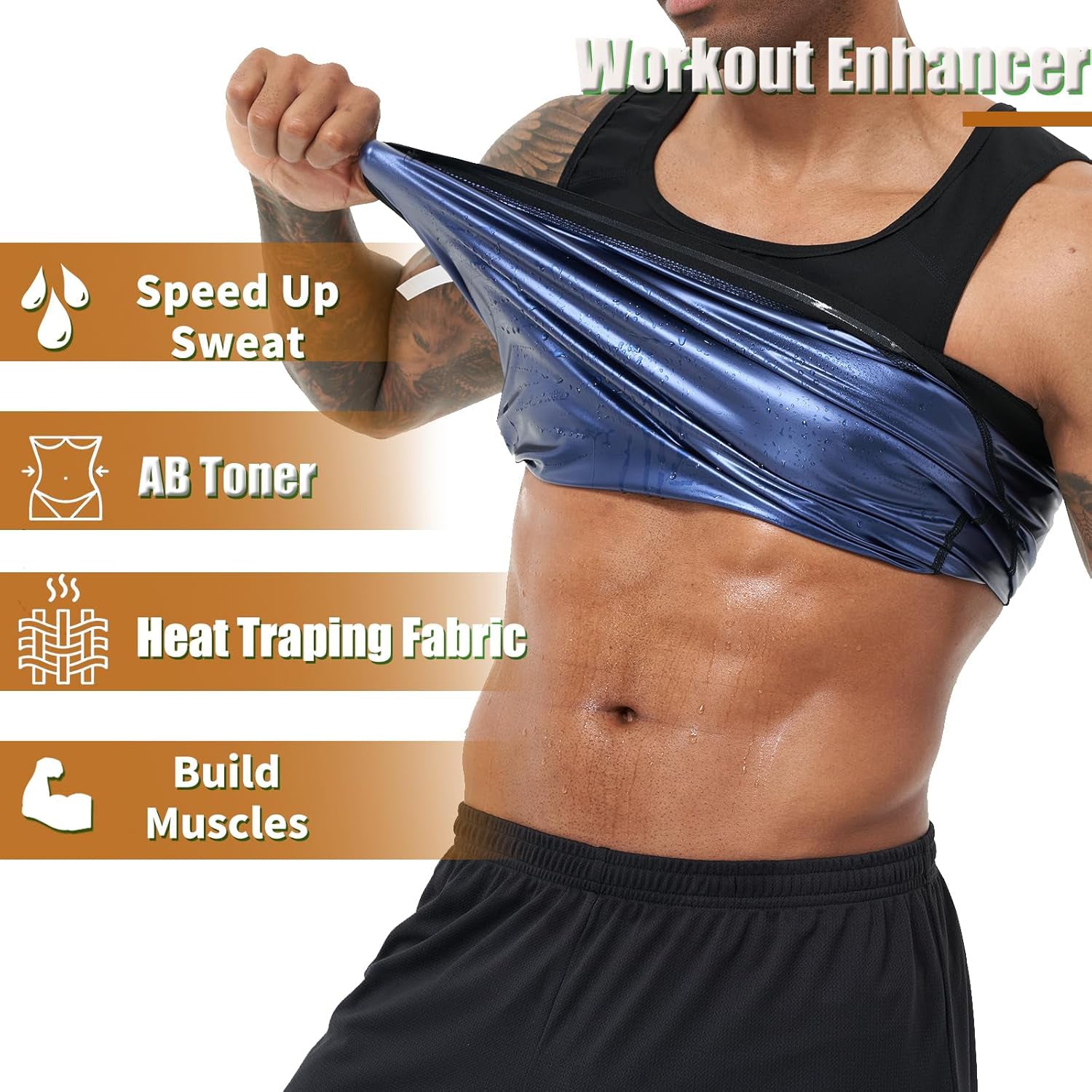 Back view of men’s neoprene sweat shaper tank top