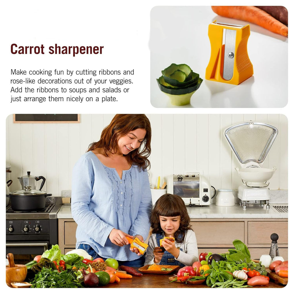Close-up of blade on vegetable peeler & sharpener