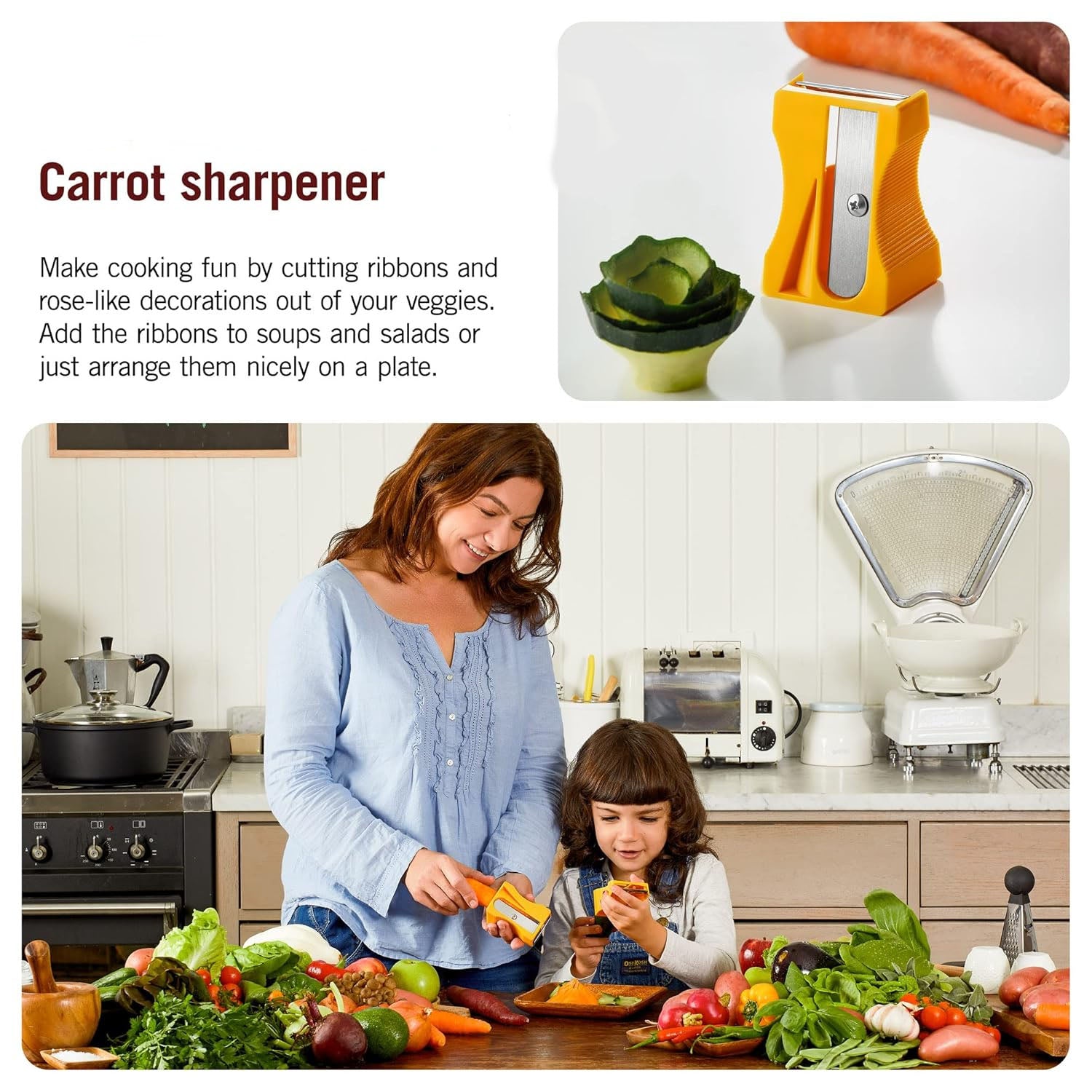 Close-up of blade on vegetable peeler & sharpener