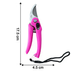 A pair of compact garden scissors displayed with a size reference.