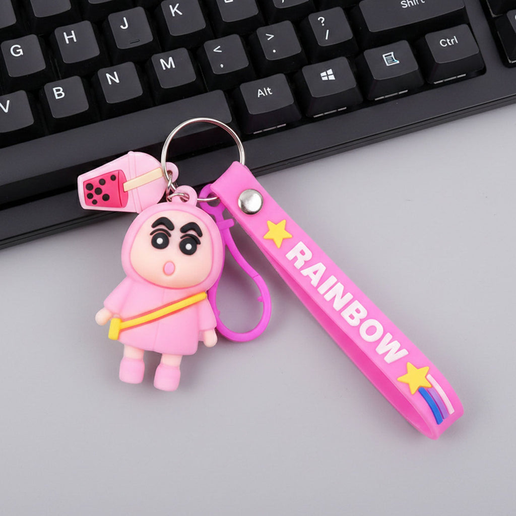 Stylish cartoon design key ring charm with rainbow strap