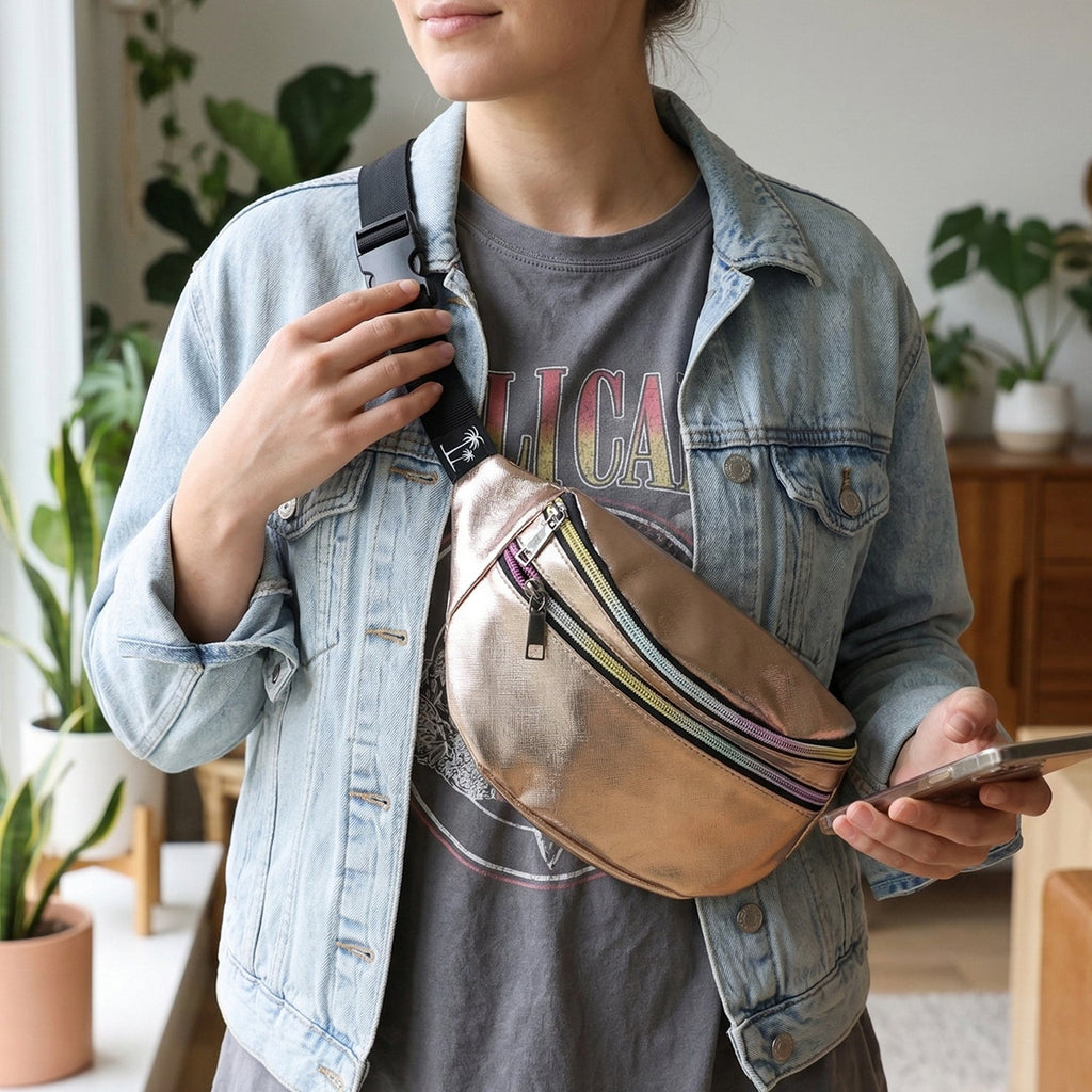 Compact travel waist bag with adjustable strap