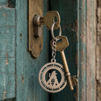Side angle of Mahakal keychain highlighting its sleek metallic finish.