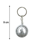 Front view of Mahakal keychain with detailed engraving and Trishul motif.