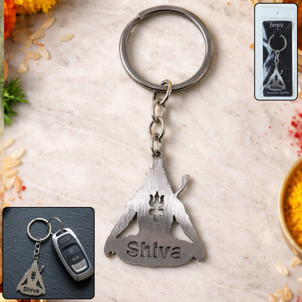 Lord Shiva Trishul design keychain with spiritual symbolism