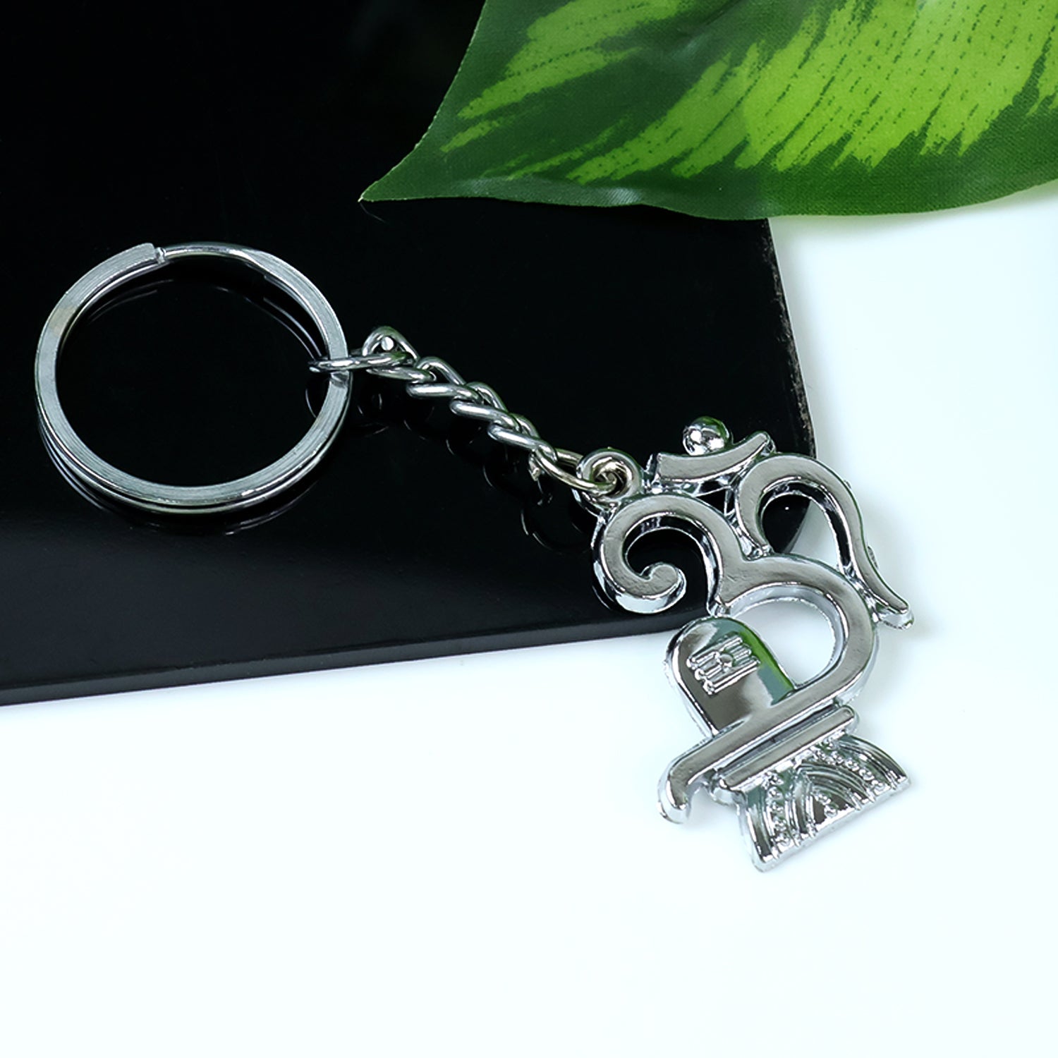 Shivling metal keychain from devotional keyring set
