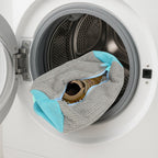 Shoe washing bag showing soft microfiber inner lining inside