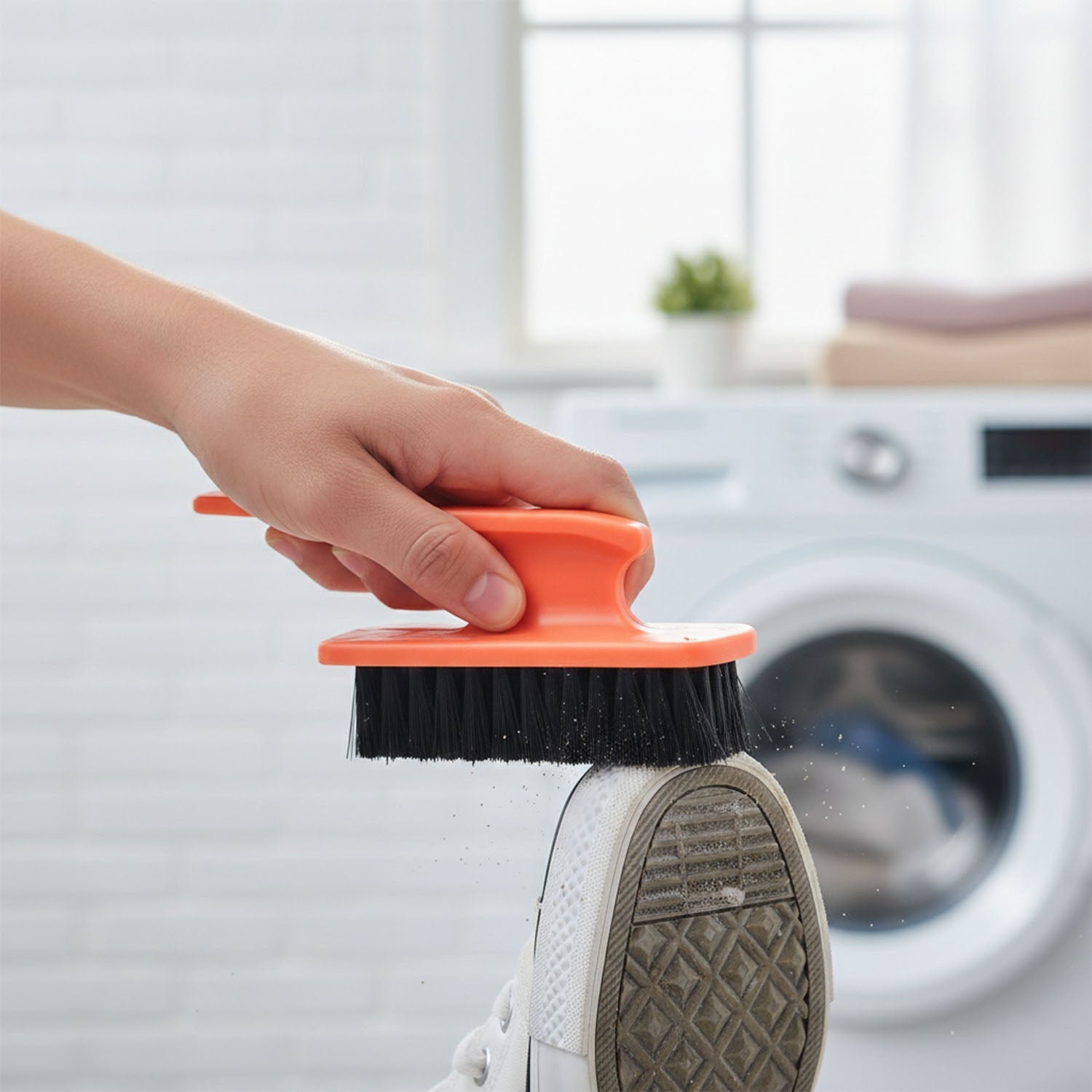 Strong bristle shoe scrubbing brush used for sneakers and sports footwear cleaning