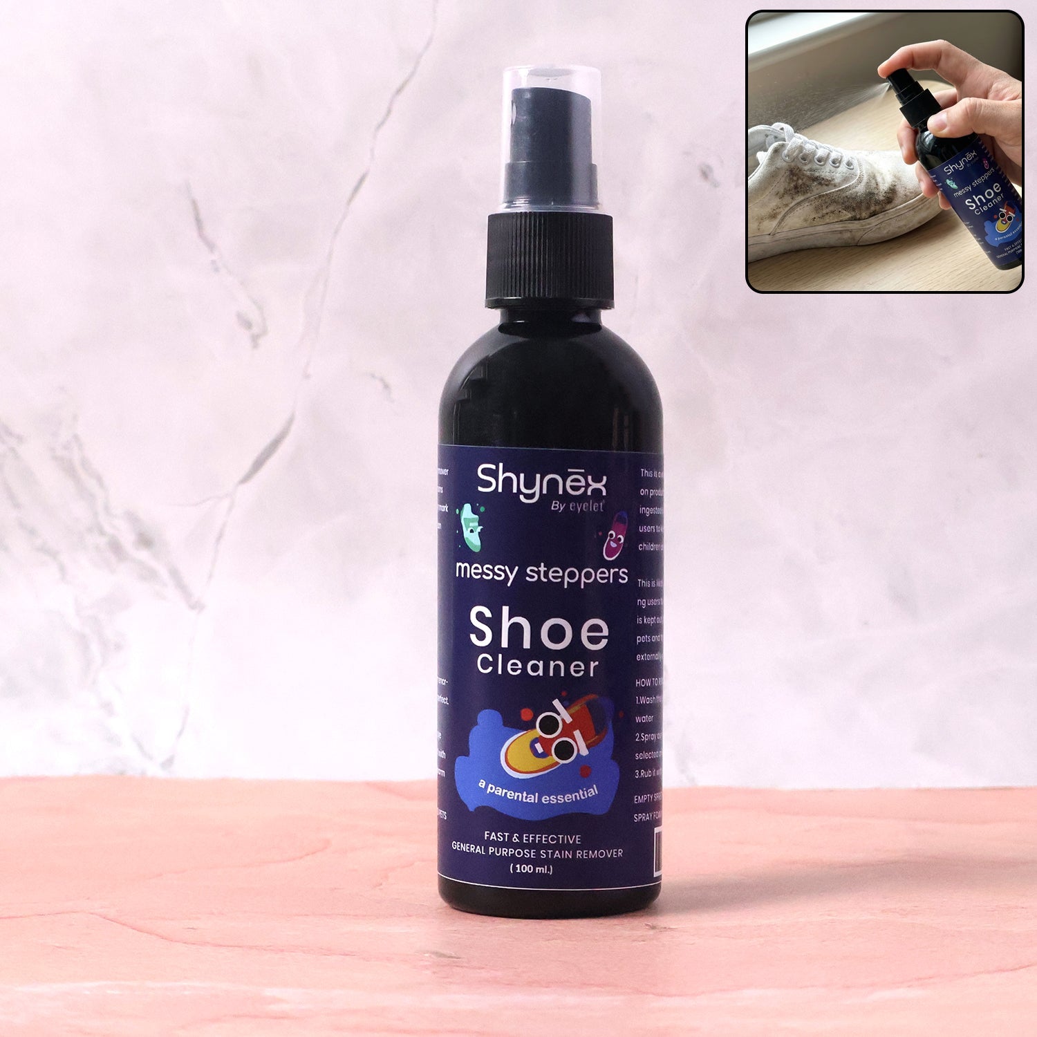Bottle of Shoe Cleaner Spray 100ml on white background