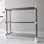 Tiered shoe organizer rack with strong stainless steel rods