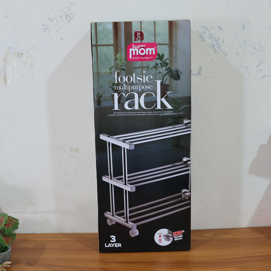 Supermom stainless steel shoe rack placed in home entryway
