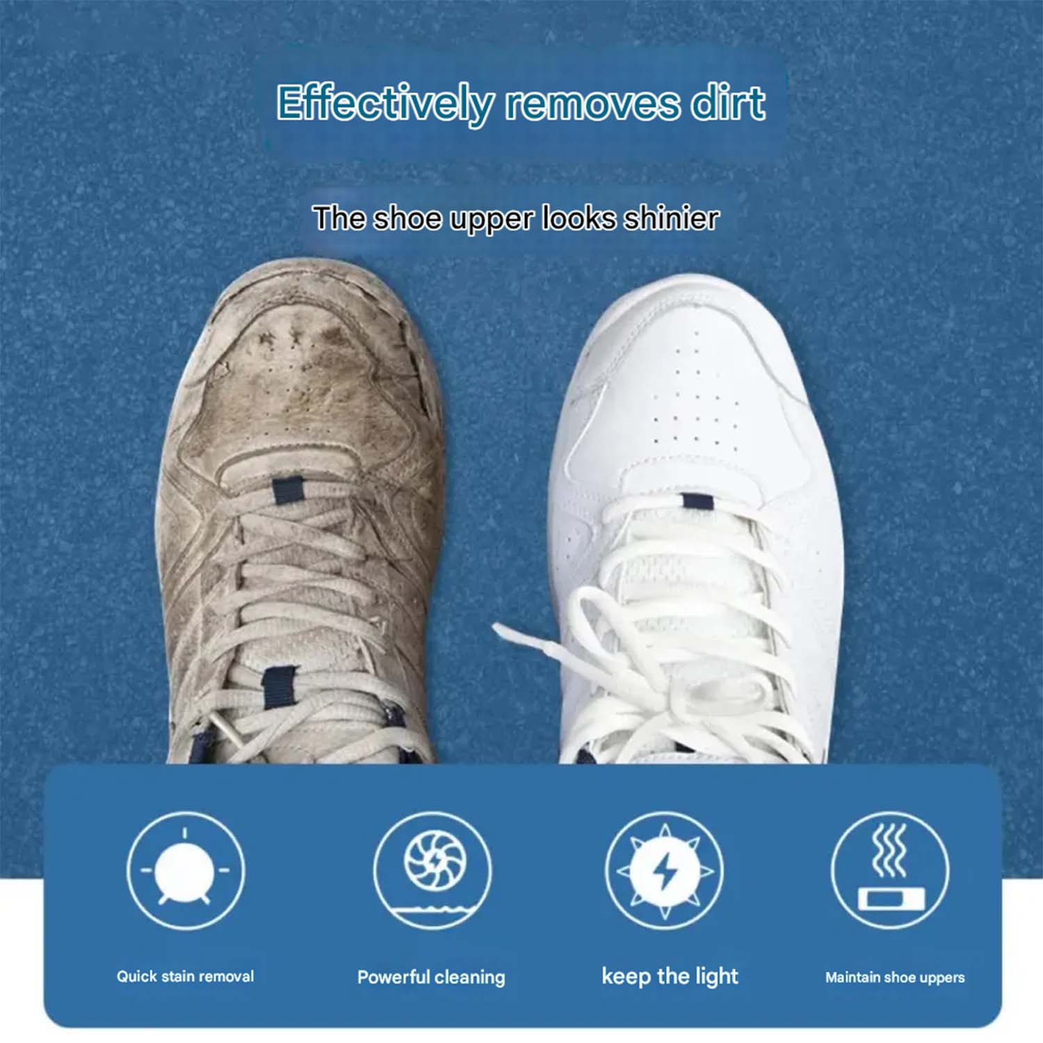 Close-up of shoe cleaning wipe on dark surface