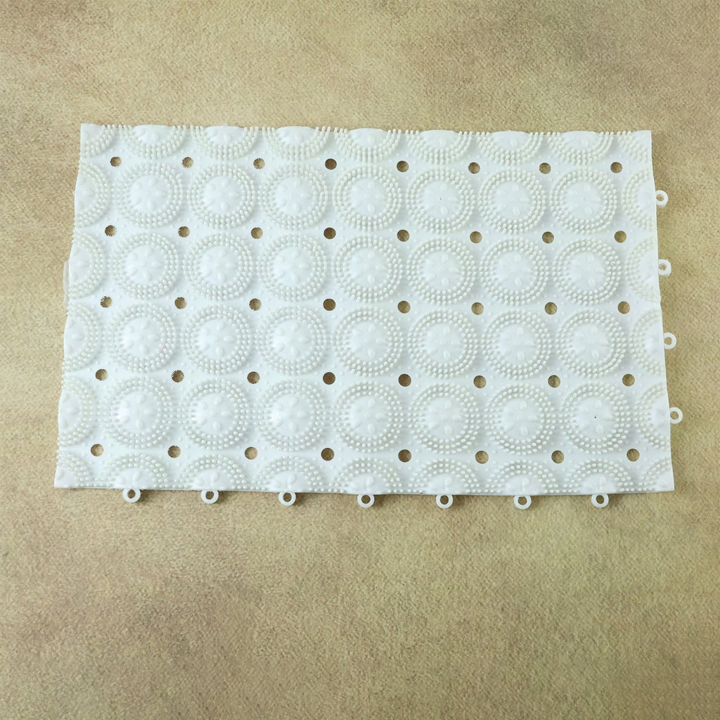 Person standing on textured anti-slip massage bath mat