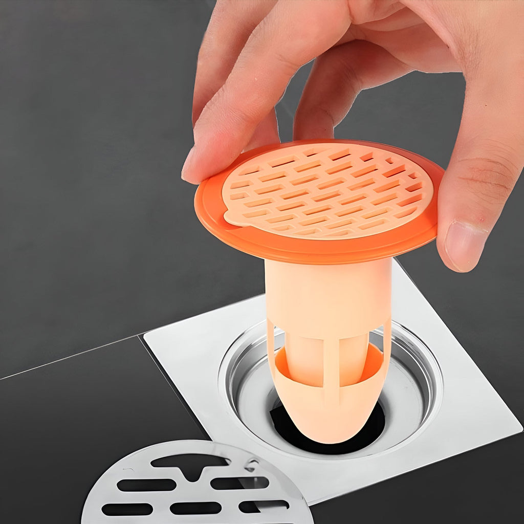 Side view of flexible bathroom drain strainer with integrated hair catcher