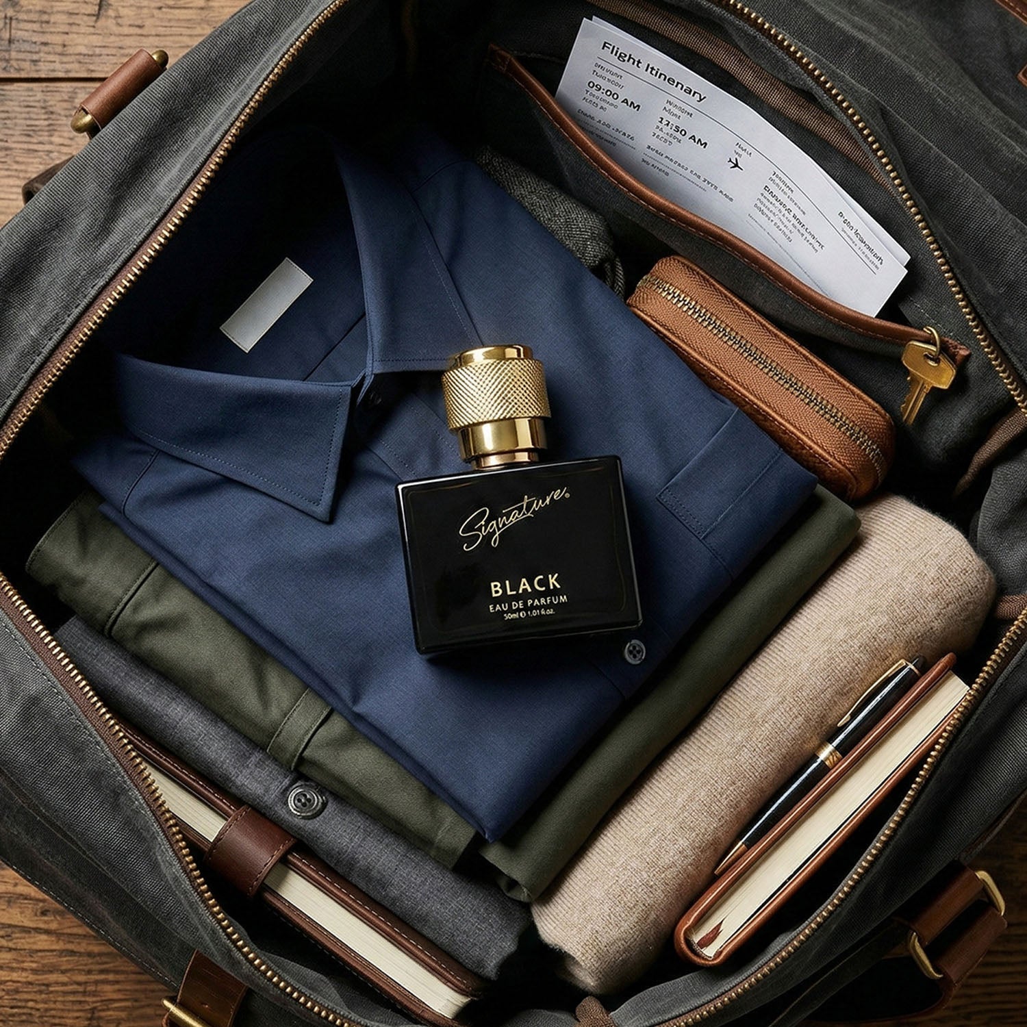 Stylish compact black perfume bottle for travel