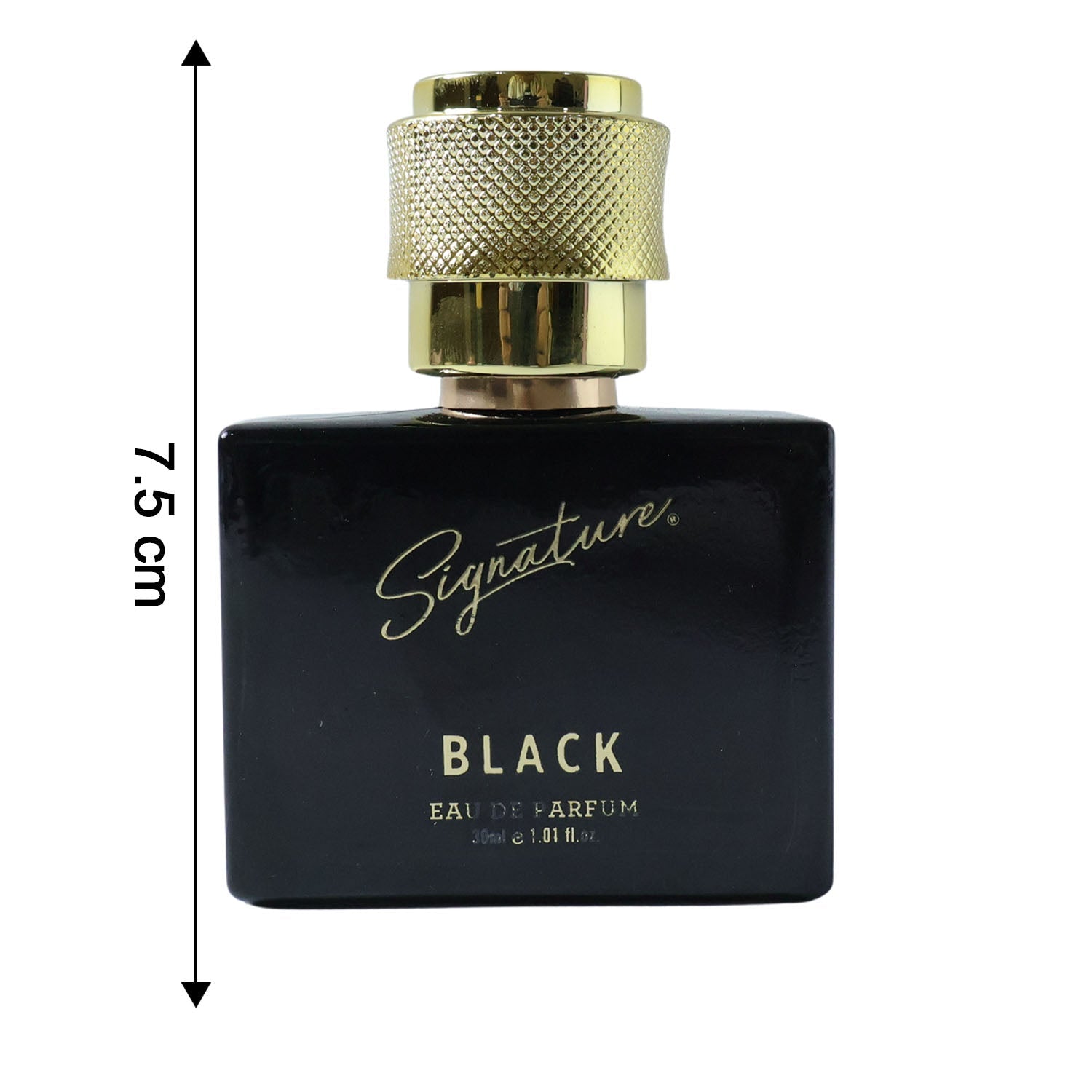 Close-up of signature black perfume spray bottle for daily use
