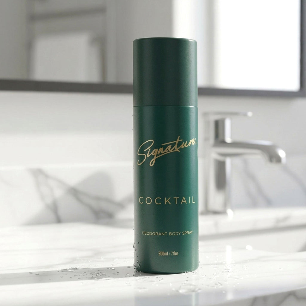 Signature cocktail deodorant body spray 200 ml bottle with masculine fragrance