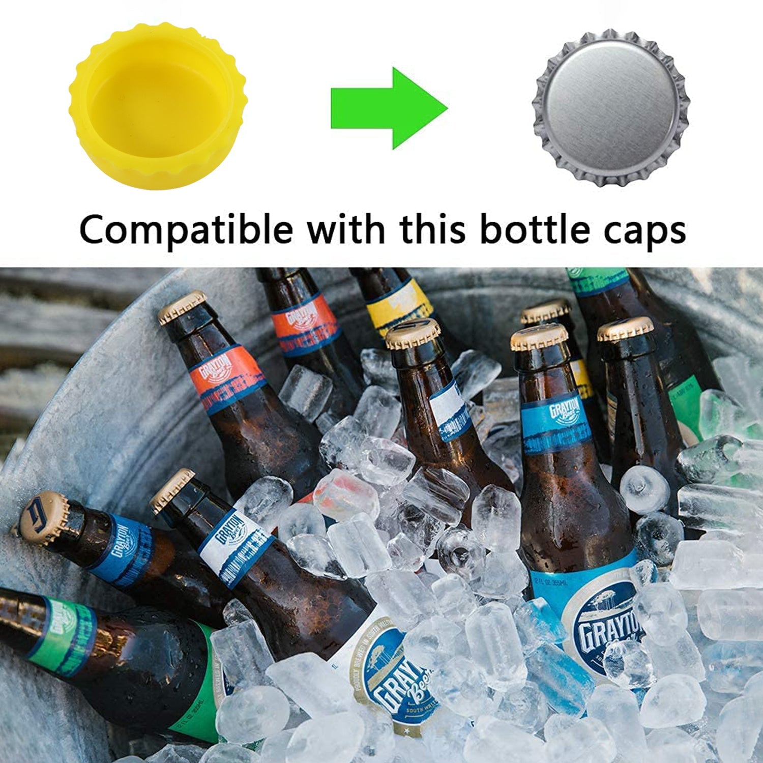 Silicone lid sealing a glass bottle