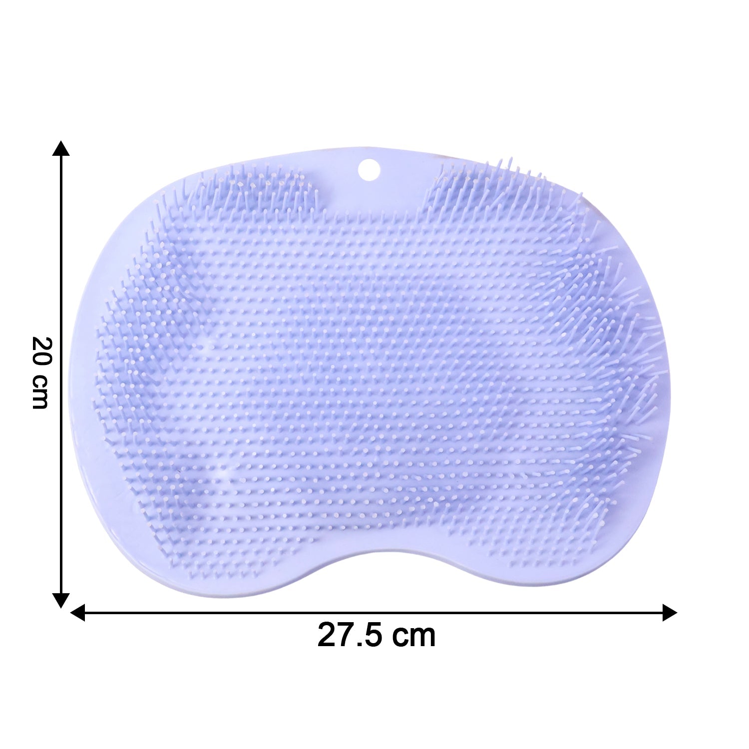 Massage brush mat in purple silicone with textured bristles for foot care