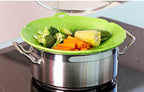 Silicone Spill Stopper Lid with steam vents for safe cooking.