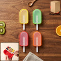 Flexible silicone popsicle mold set with built-in sticks for easy ice cream making