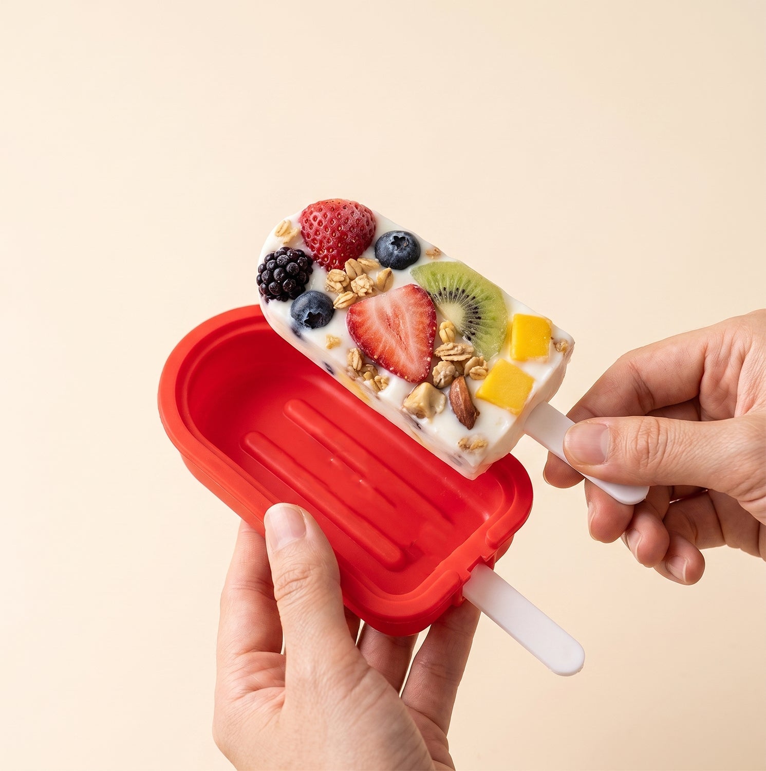 Set of reusable silicone popsicle molds for healthy frozen desserts