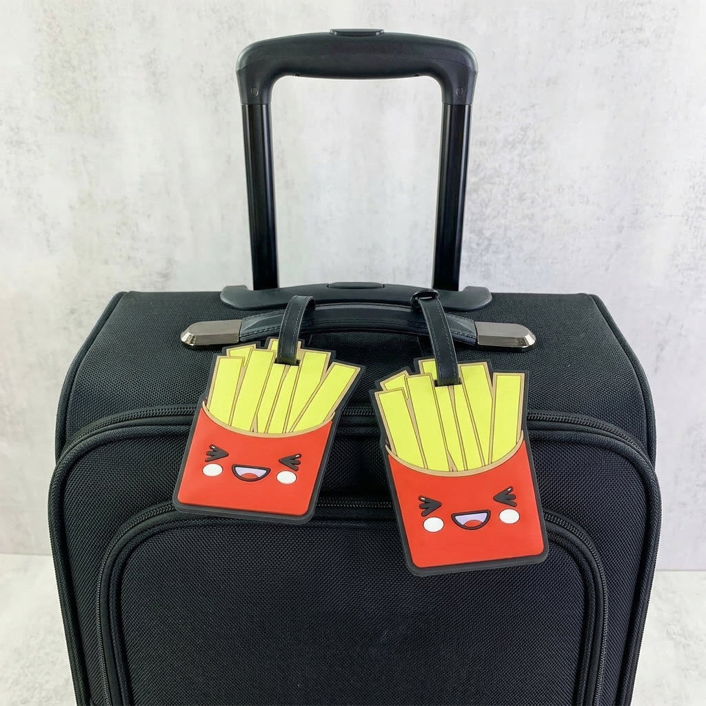 Travel luggage tag with front view of French fries design
