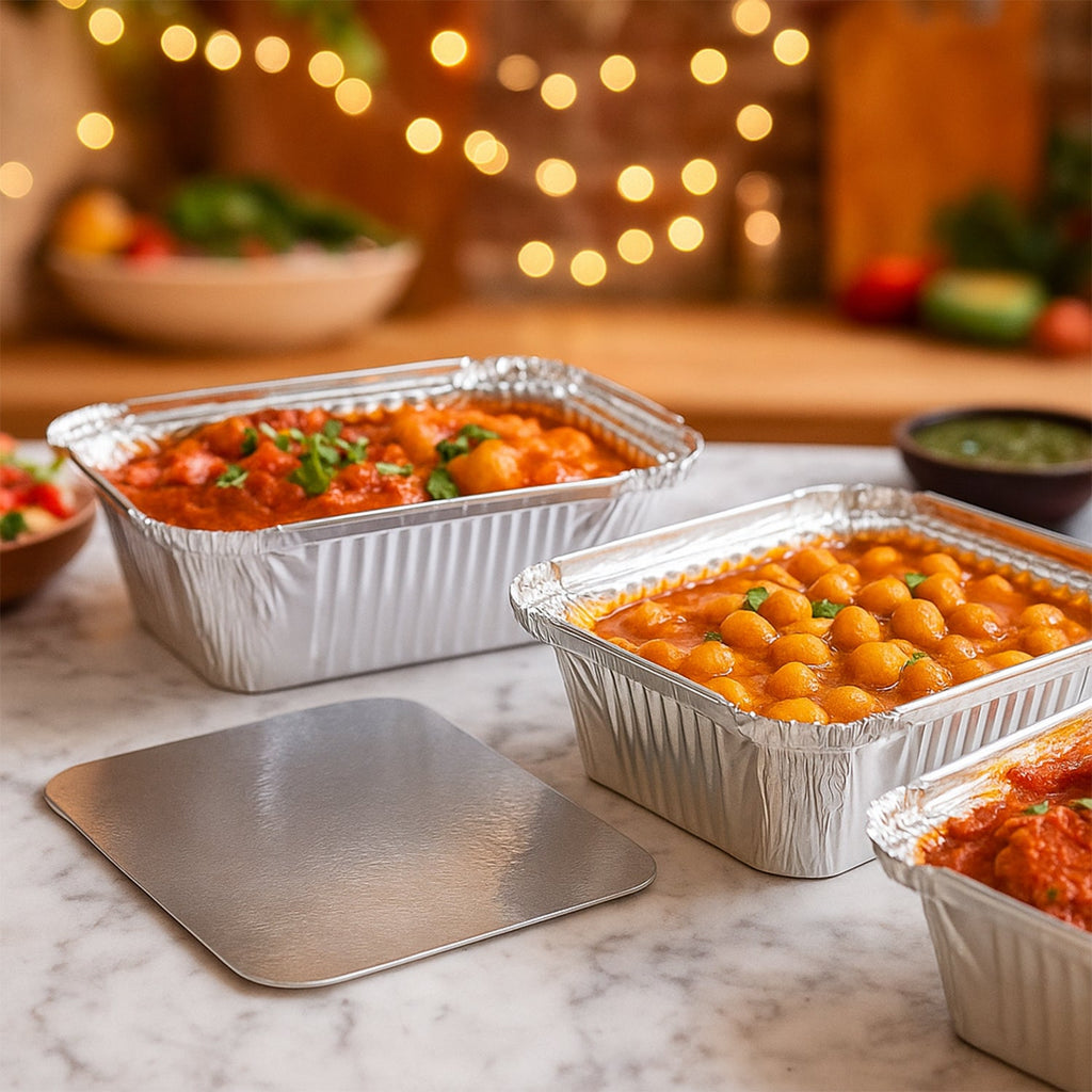 Stackable aluminium food containers ideal for catering