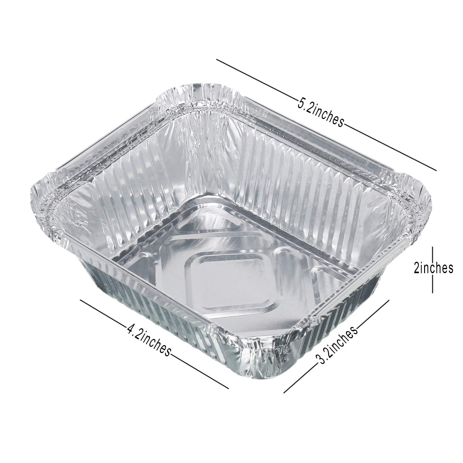 Size dimension label on aluminium food container pack
