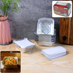 250 ml disposable aluminium food container with lid showing silver foil tray