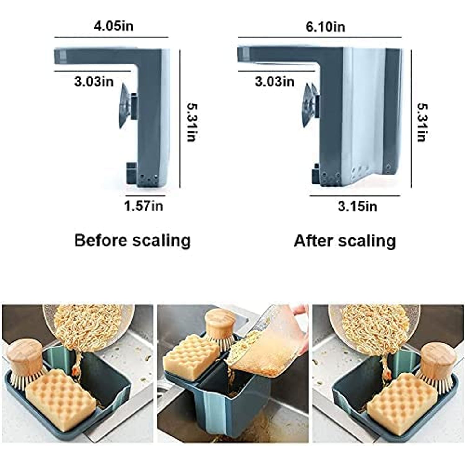 Durable plastic sink rack with suction cup mount