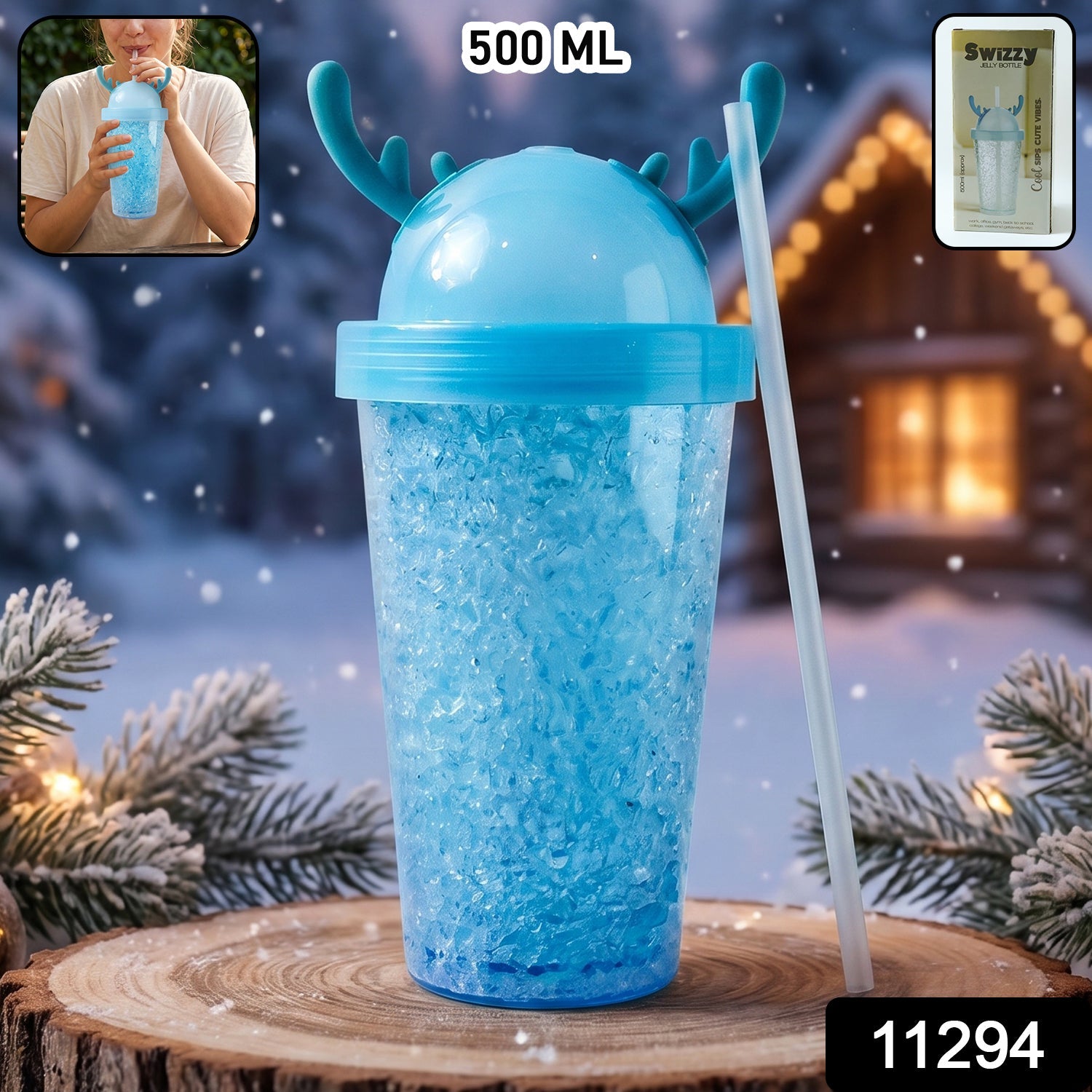 Cute jelly textured tumbler with straw, portable drinkware