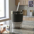 Clear plastic tumbler with lid and reusable straw, perfect for daily hydration.