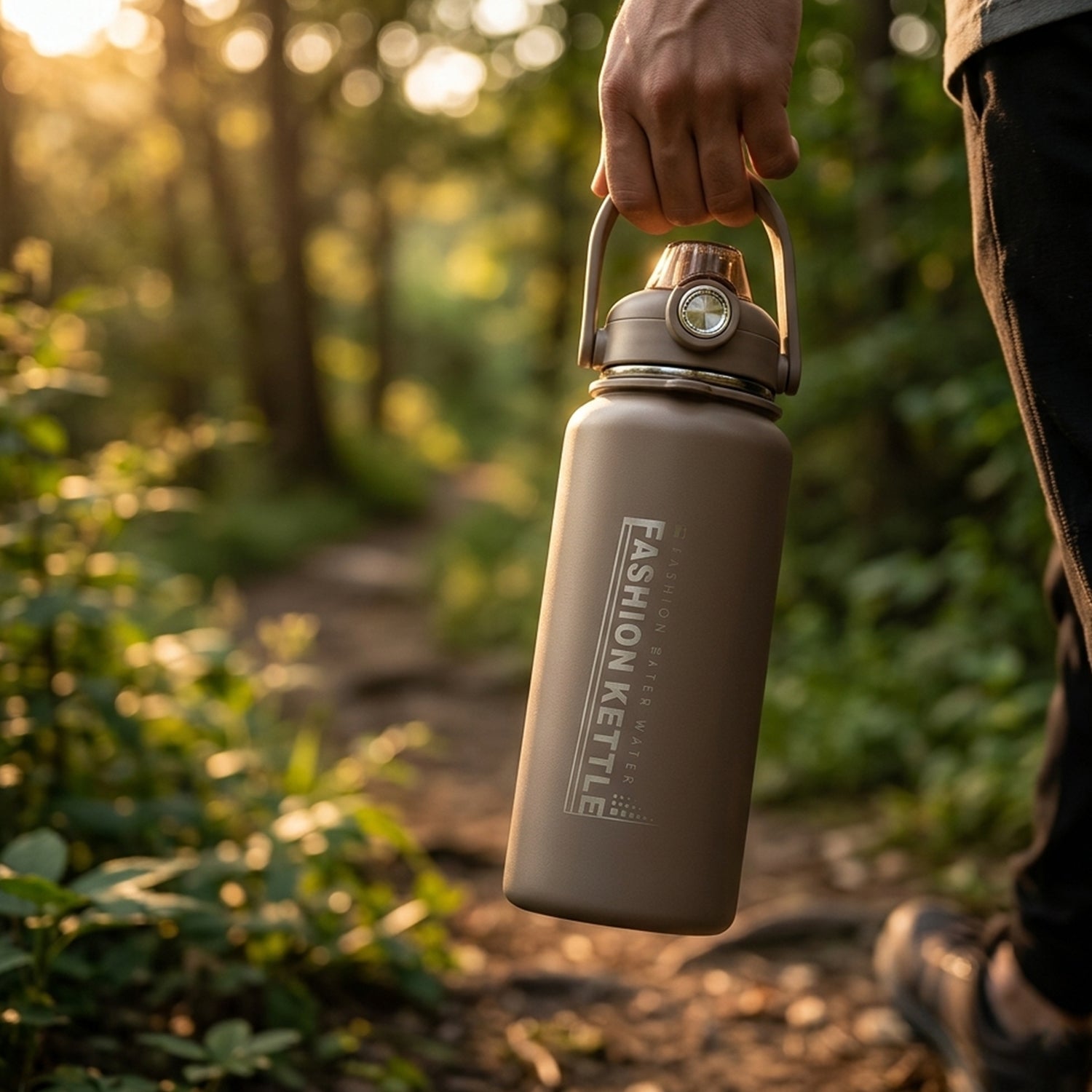 An insulated water bottle being used during a gym workout, perfect for active lifestyles.