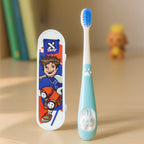Kids toothbrush with protective travel cover for hygiene and portability