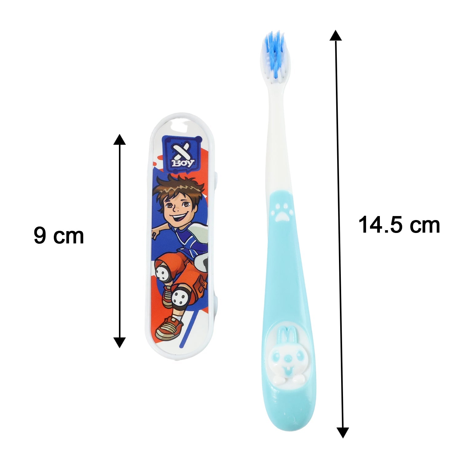 Kids toothbrush with ergonomic cartoon handle and soft bristles