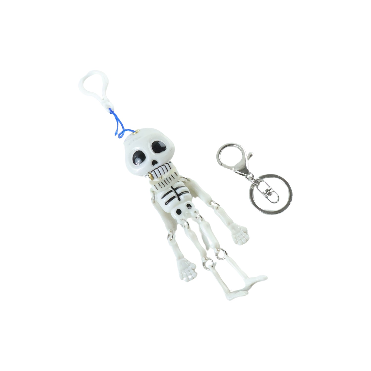 Cartoon-style skeleton keyring for backpacks and keys