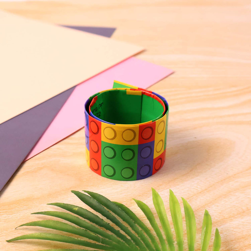 Close-up texture of colorful snap slap bracelet wrist toy