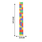 Colorful snap slap bracelet beside ruler showing size for kids