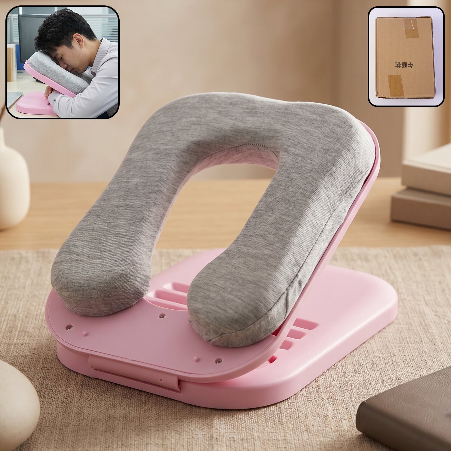 Foldable soft doughnut pillow providing neck support, ideal for travel and desk naps