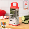Stainless steel grater and slicer with ergonomic handle for kitchen use