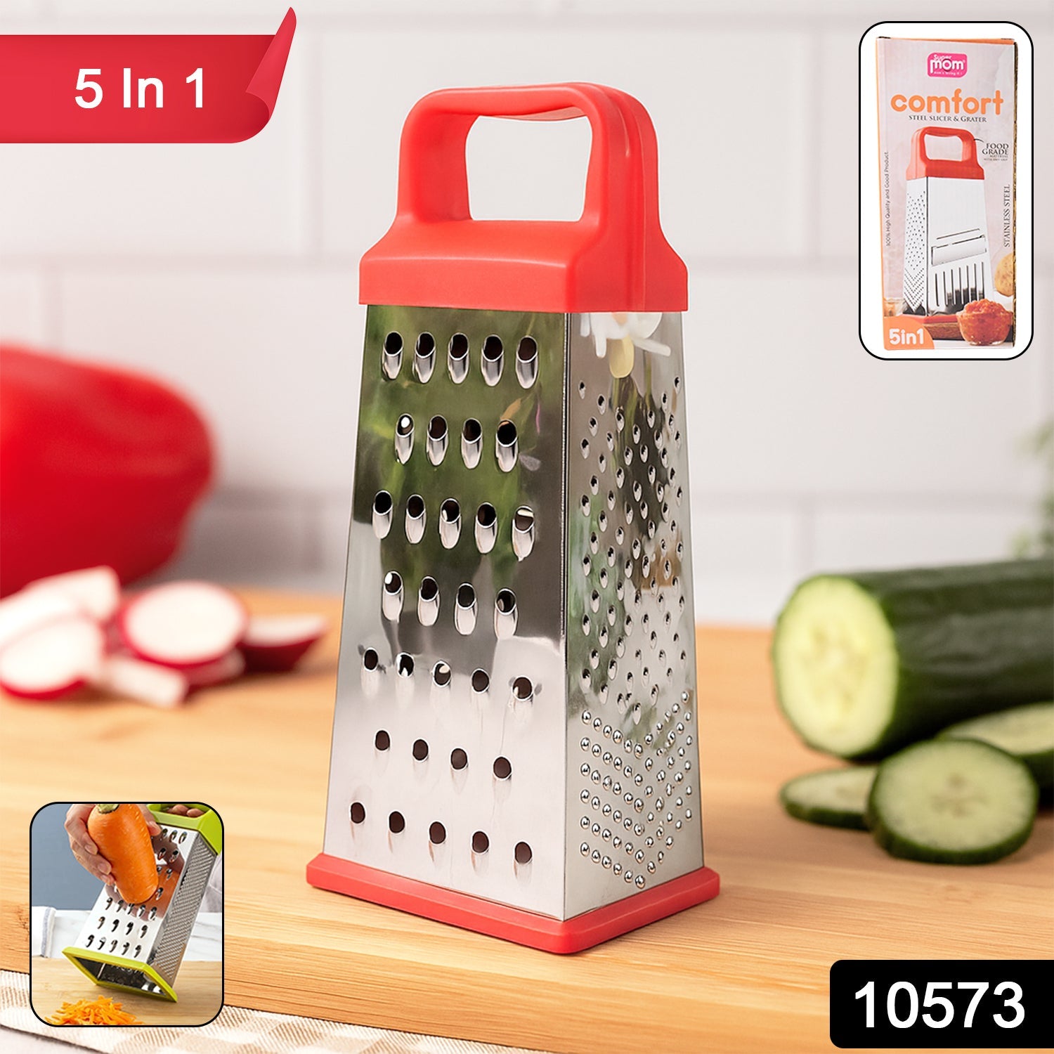 Multipurpose stainless steel grater ideal for cheese and vegetable slicing