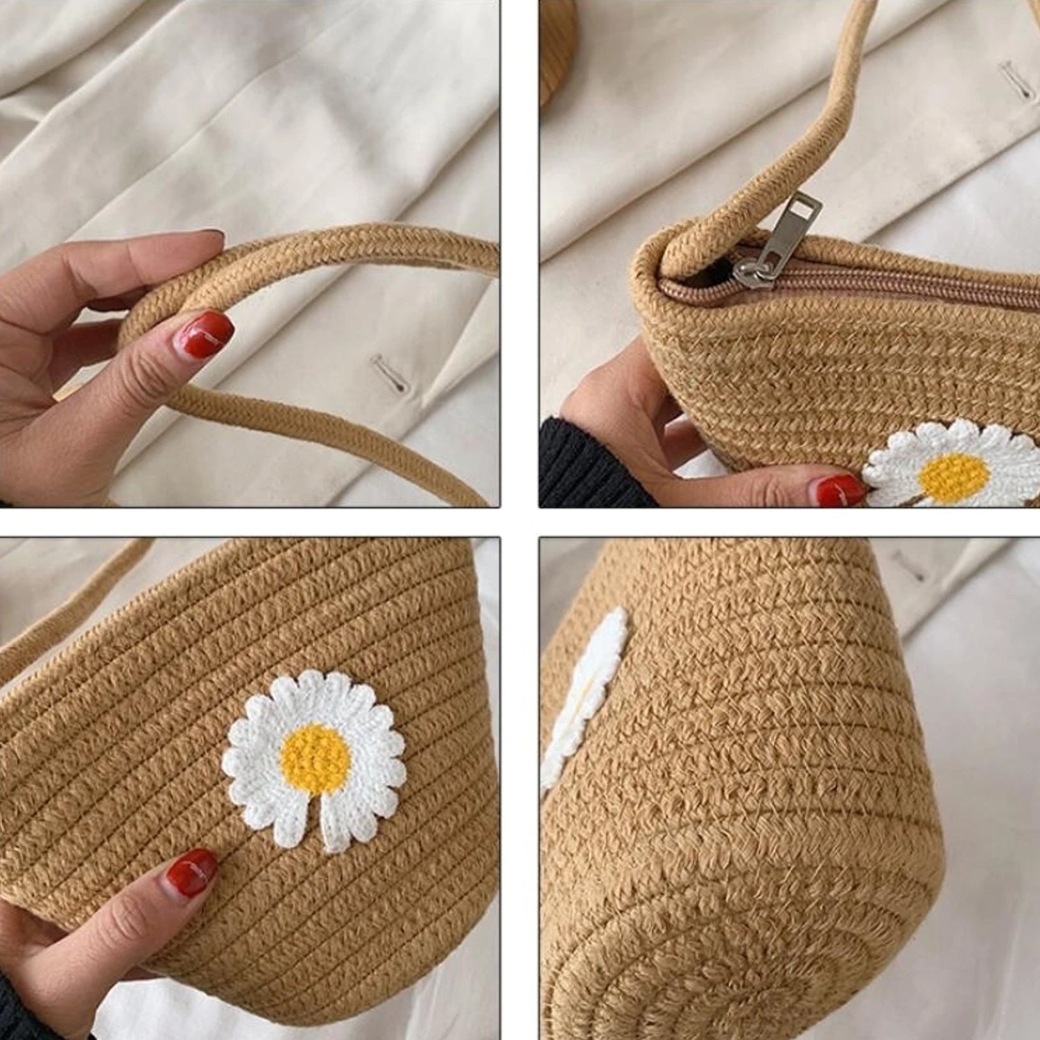Stylish compact jute crossbody bag for daily use