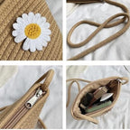 Fashionable floral design jute crossbody bag