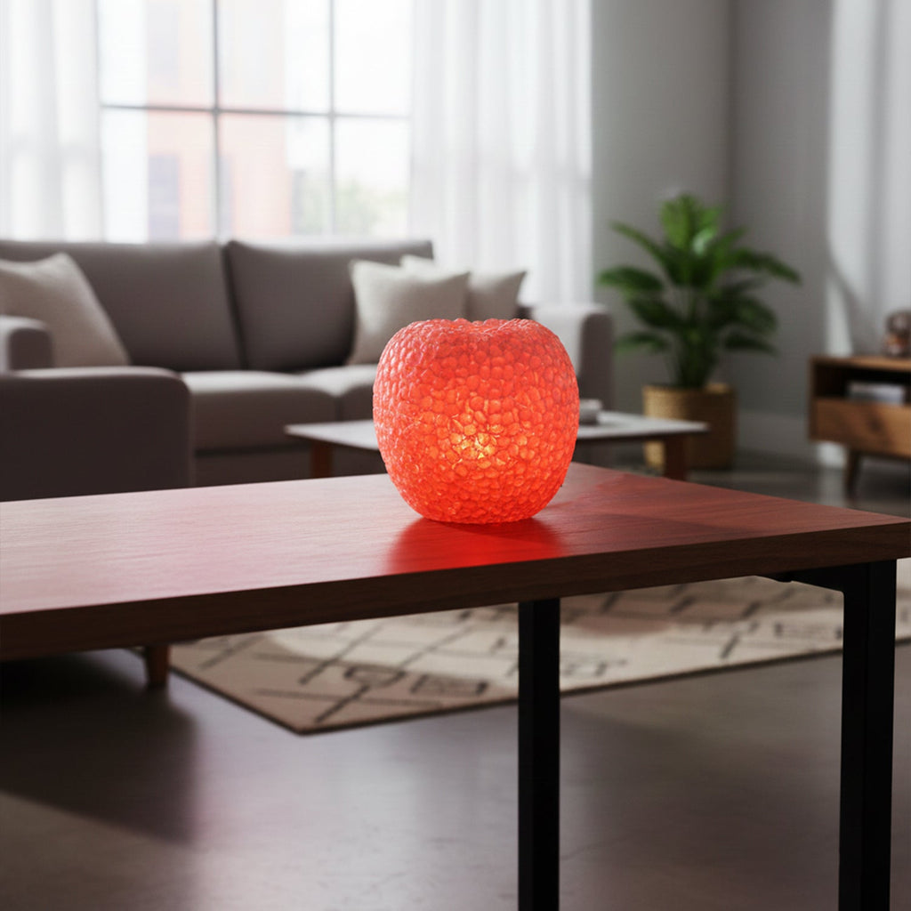Decorative LED crystal table lamp illuminating a cozy space