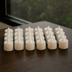Flameless blue LED tea light candles producing realistic flickering effect