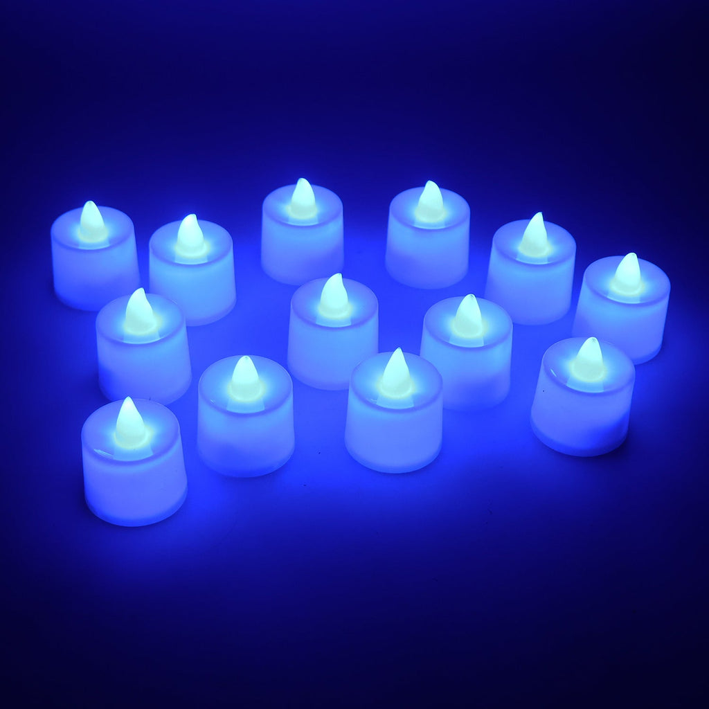 Set of 24 blue LED decorative tea light candles for festivals and weddings