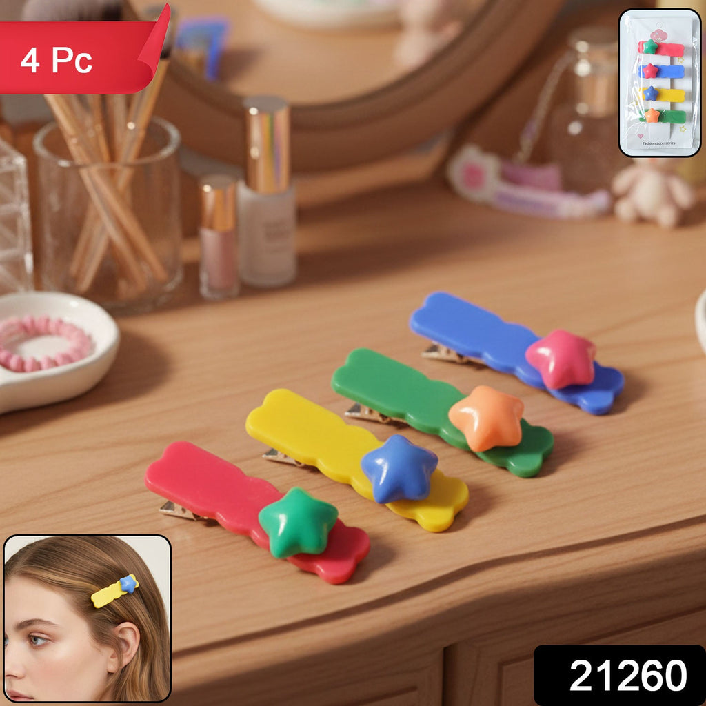 Single star design hair clip showcasing decorative colorful hair accessory