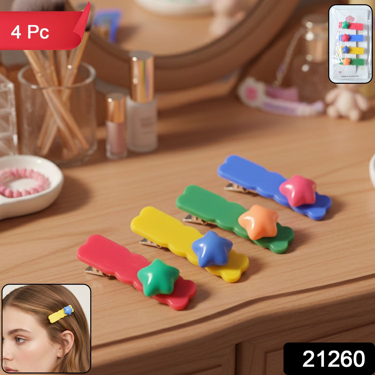 Single star design hair clip showcasing decorative colorful hair accessory